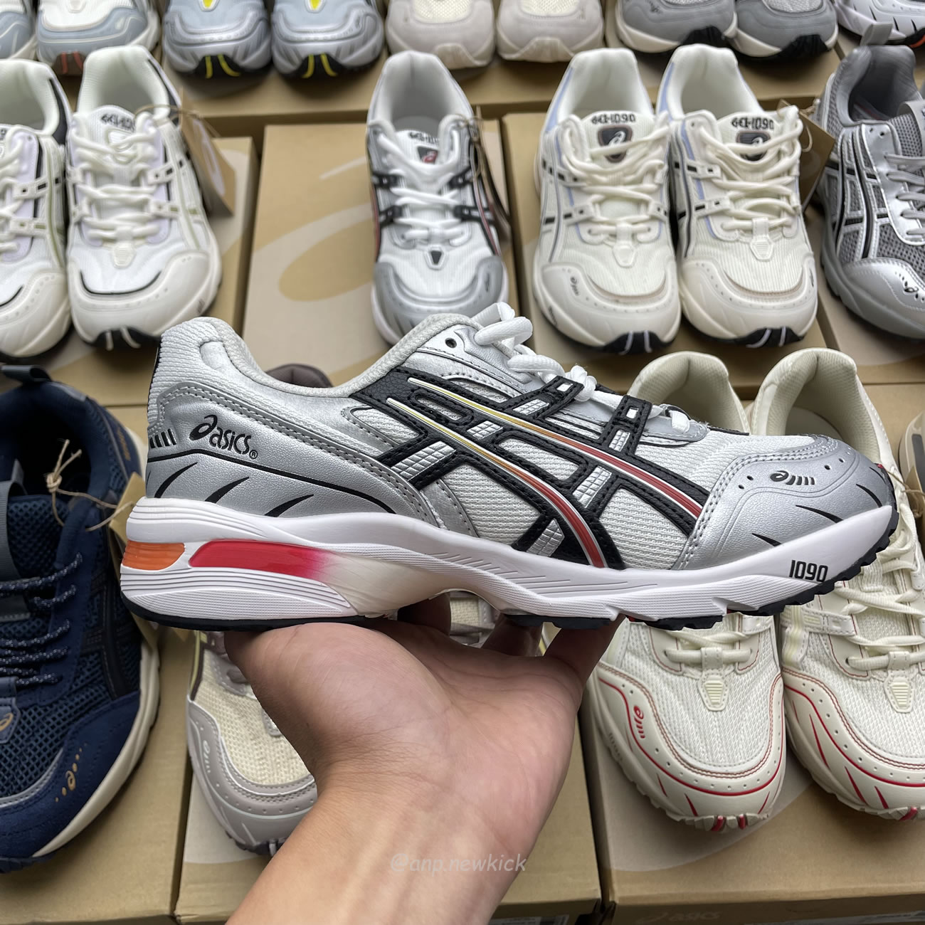 Asics Gel 1090 Grey Beige Birch French Blue White Sage Silver Cream Brown Silver Cream Gray Blue (30) - newkick.vip